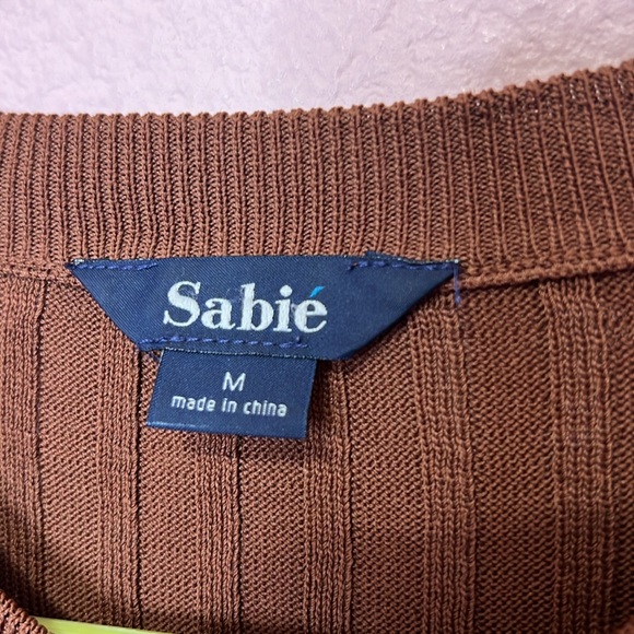 Sabie Ribbed Fitted Brown Blouse. Size M - Picture 3 of 5